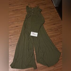 Olive Green Flare Leg Women's Jumpsuit